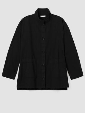 Eileen Fisher Cotton Hemp Stretch Stand Collar Jacket